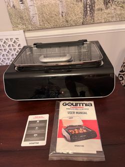 Like New Gourmia 5-in-1 Food Station Smokeless Grill & Air Fryer w/ Extra Plates! Model GGA2100