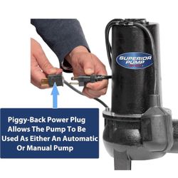 Superior Pump 93015-U Cast Iron Tethered Float Switch Sewage Pump with Basin Kit, 1/2 HP, Black