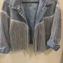 Denim Jacket With silver fringes 