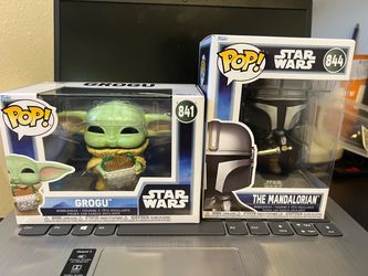 Funko Pop Star Wars Grogu #841 & Mandalorian #844 Combo set