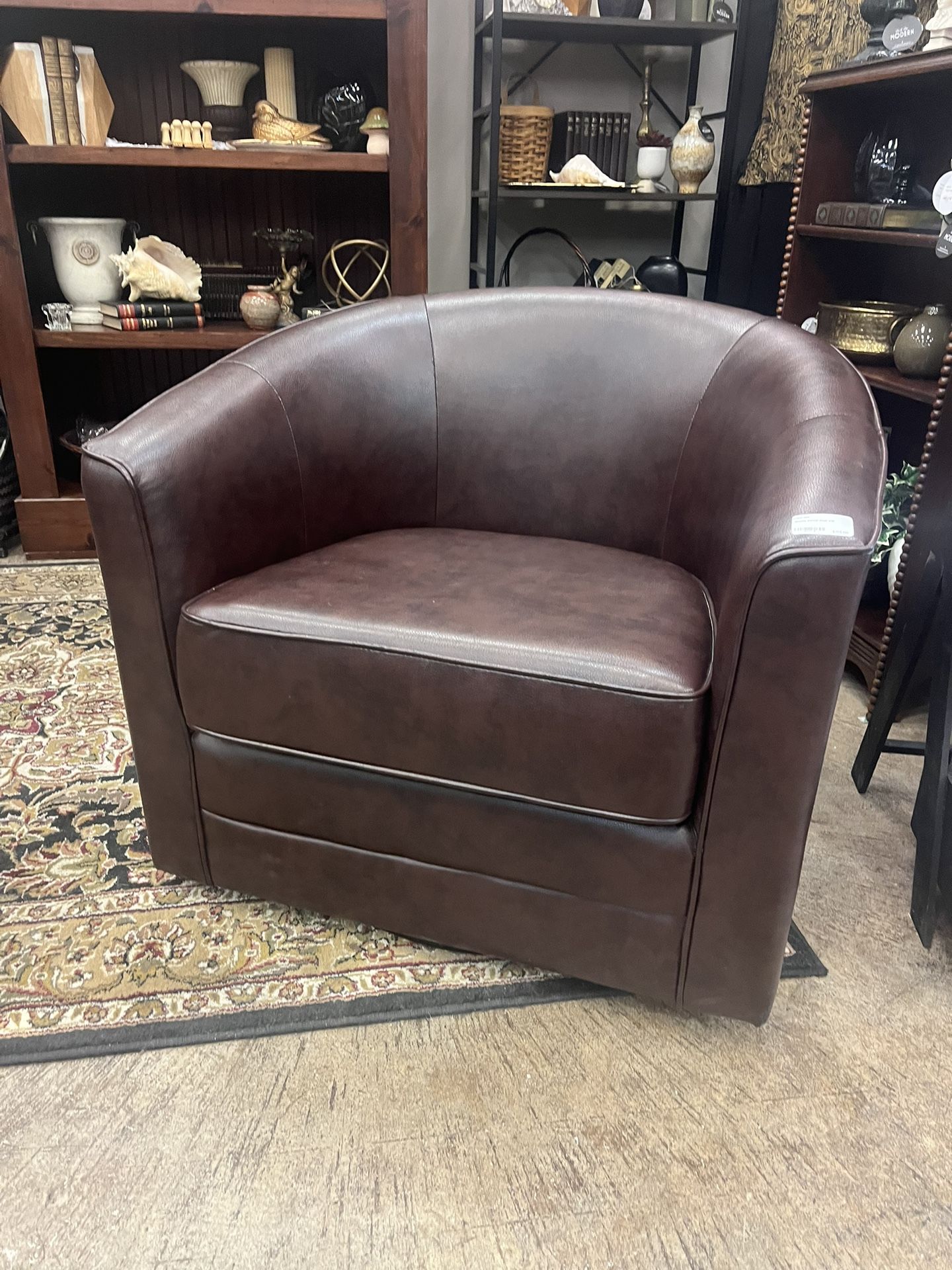 Brown Pleather Swivel Chair 