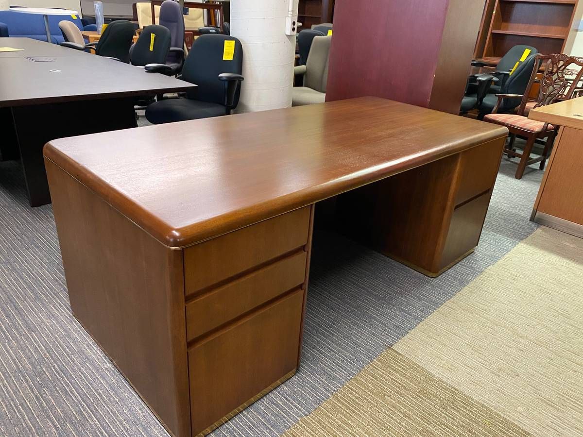 Executive Desk & Credenza Set by Davis Furniture Ind. Inc. in Cherry