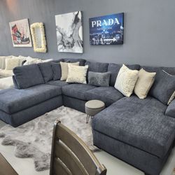 Navy Blue Sectional Chaise 