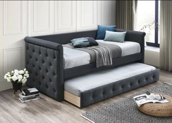 Twintwin grey daybed with Orthopedic Mattress included