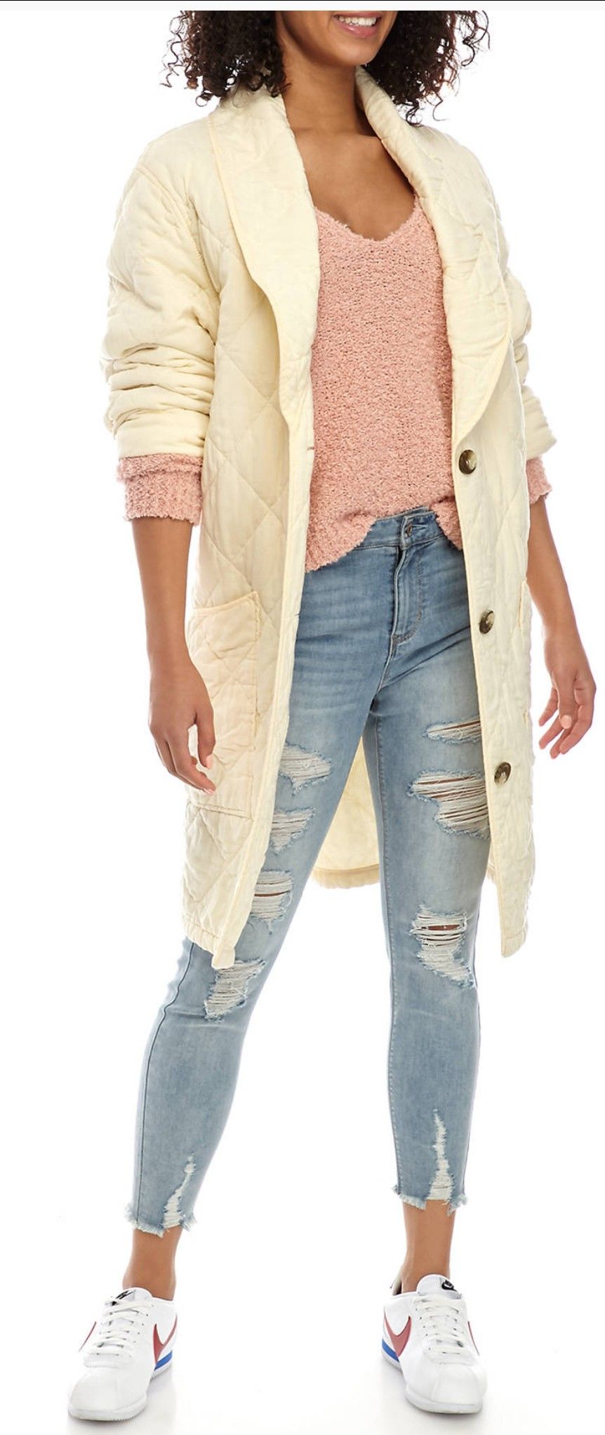 New Free People Washable Quilted Coat Size Large 