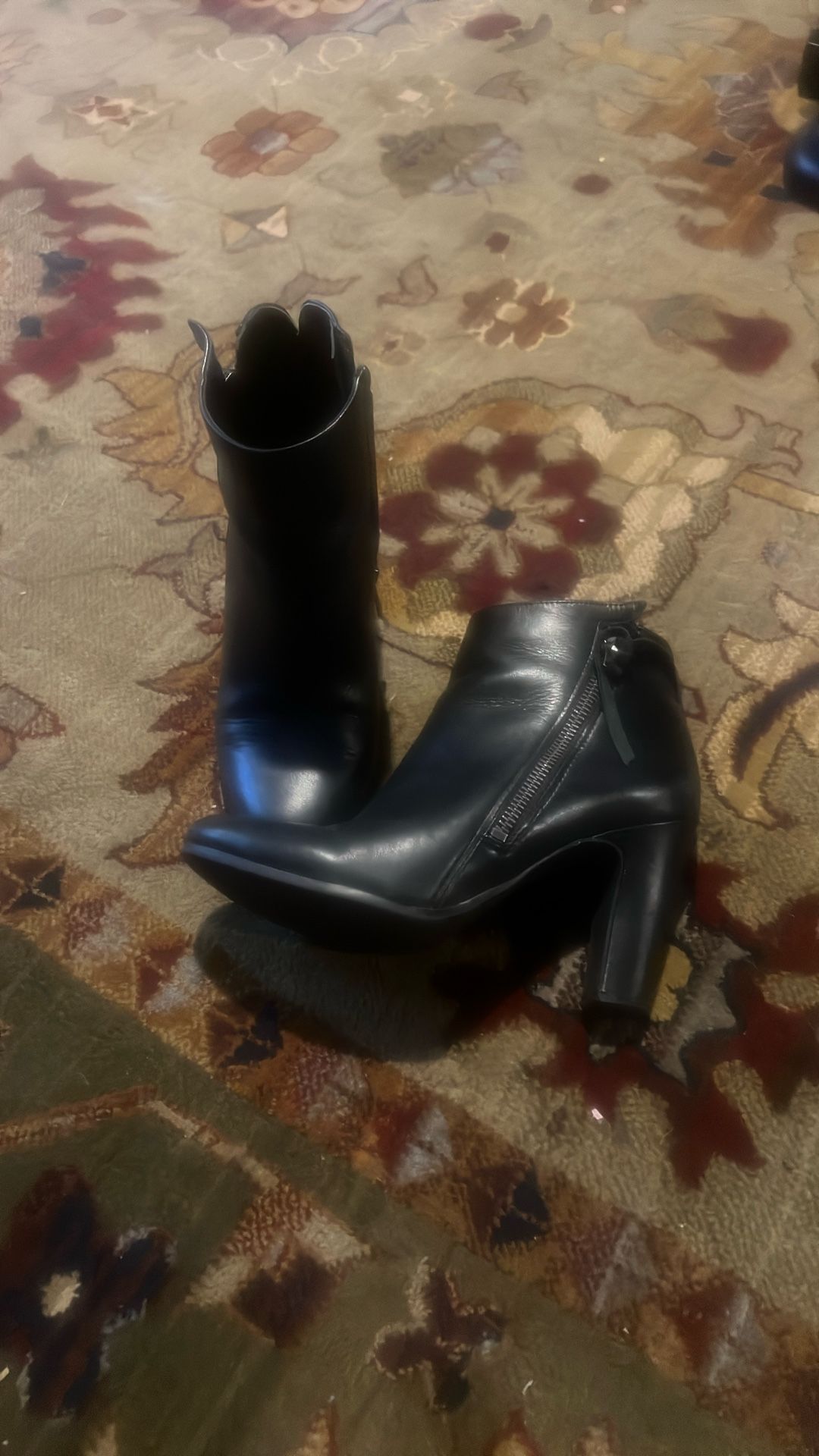 Sam Edelman Sadee Black Leather Heeled Ankle Booties...