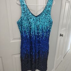 Maner XXL Sequined Dress Different Blues Very Pretty Like New