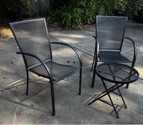 3-Piece Metal Mesh Patio Set – 2 Chairs + Folding Table