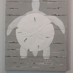 Wood, Sand Dollar Turtle Painting