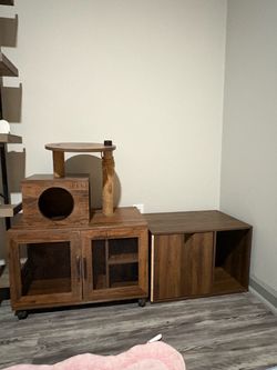 Cat Litter Box Enclosures (one with scratching post & one without)