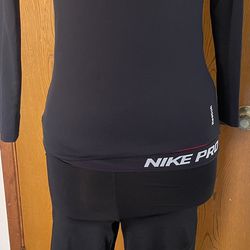 Nike Dri fit spandex legging  youth Large  & Long sleeve spandex top Reebok 
