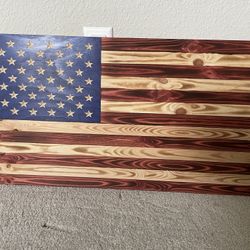 Rustic Wood American Flag (16x30)