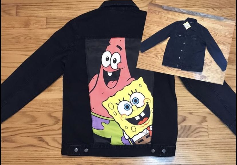 Spongebob Squarepants Black Denim Jean Jacket Men’s New multiple sizes pick up only