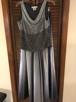 Dress: 2 pc Gown Beaded top and Satin Skirt. Size 12-14 (Never Altered, so Never Wore!)