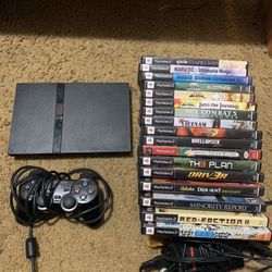 PS2 Slim With 18 Games 