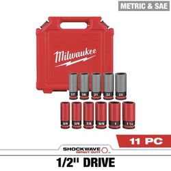 Milwaukee SHOCKWAVE Impact-Duty 1/2 in. Drive Deep SAE & Metric Lug Nut Impact Socket Set (11-Piece