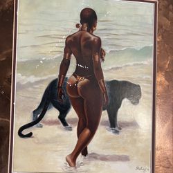 Vintage African Woman Painting 