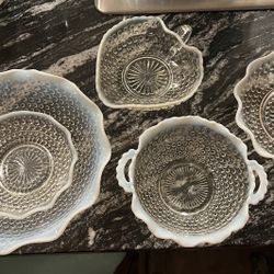 Lot of 5 Vintage Moonstone Hobnail