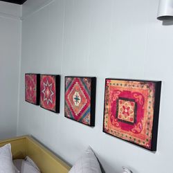 Moroccan Tile 4 Piece Framed Art Set