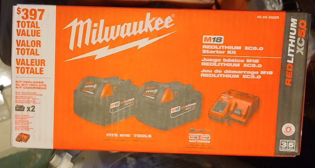 Milwaukee Two 5 AH Battery With Charger
