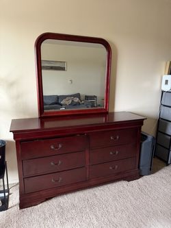 Cherry Wood Dresser with Mirror