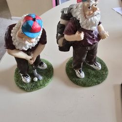 SANTA GOLFER FIGURINES SET OF 2