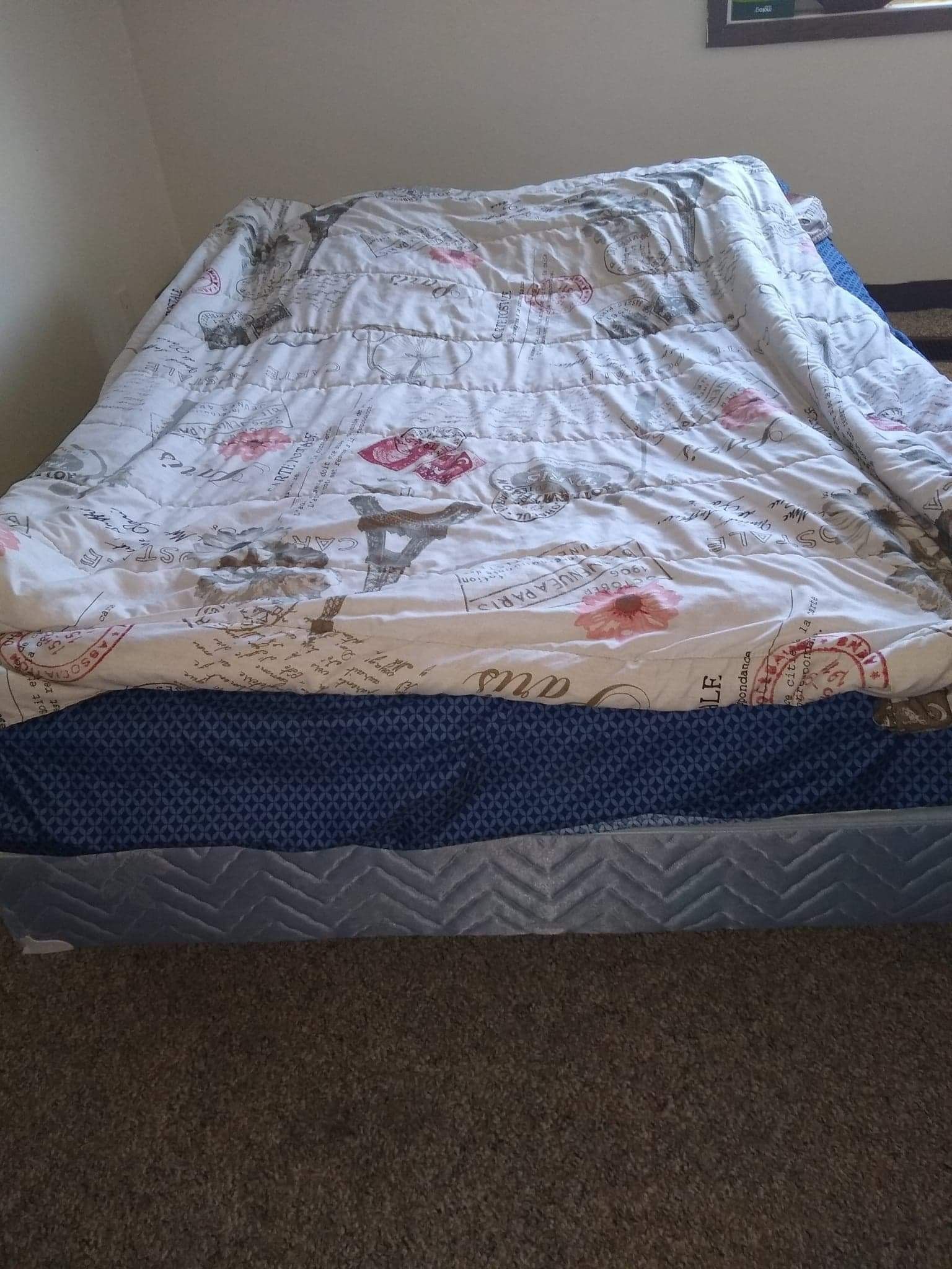 Queen Size Matreess and Box spring with Bed Frame Everything Kept in Good Condition for sell