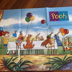 Vintage Disney Winnie The Pooh Folded Movie Poster 22” x 30” 