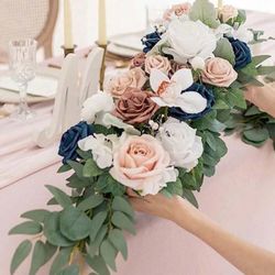 Navy And Dusty Rose Wedding Decor- Arch Garland