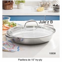 Princess House Paellera De 15 “ Tri-ply Nueva En Su Caja 