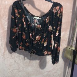 Black Flower Blouse 