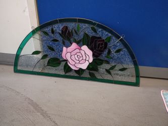 Stained glass half dome moon