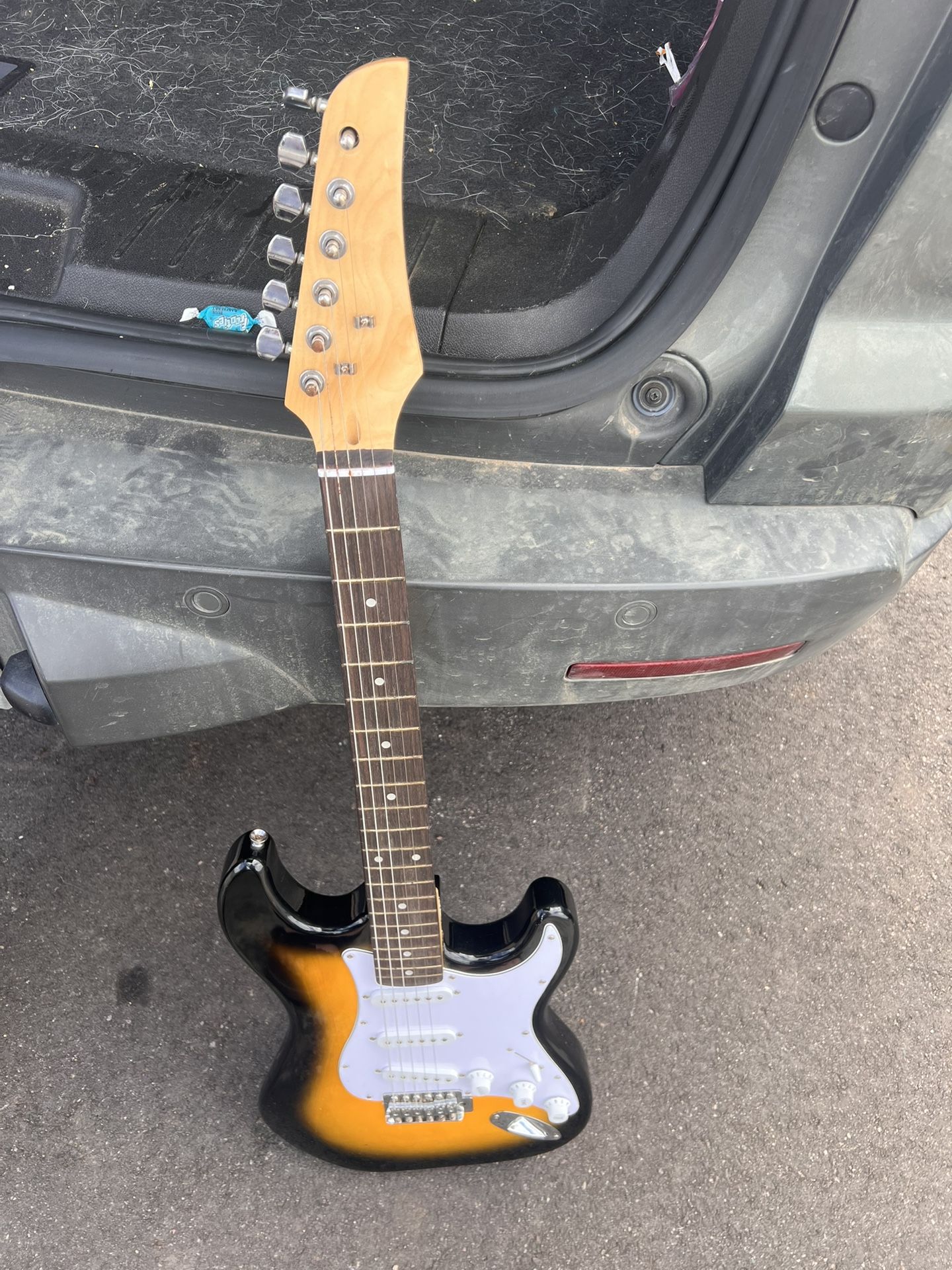 Project Electric Guitar Orange, Black And White 