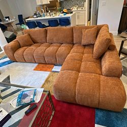 Linen modern sectional sofa new couch living room