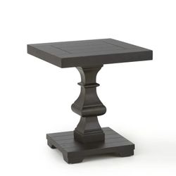 Steve Silver Dory 22" Square Pedestal End Table, Ebony Black