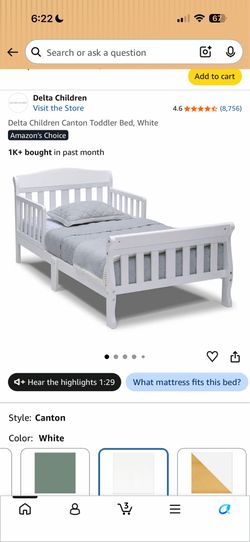 Toddler bed and mattress
