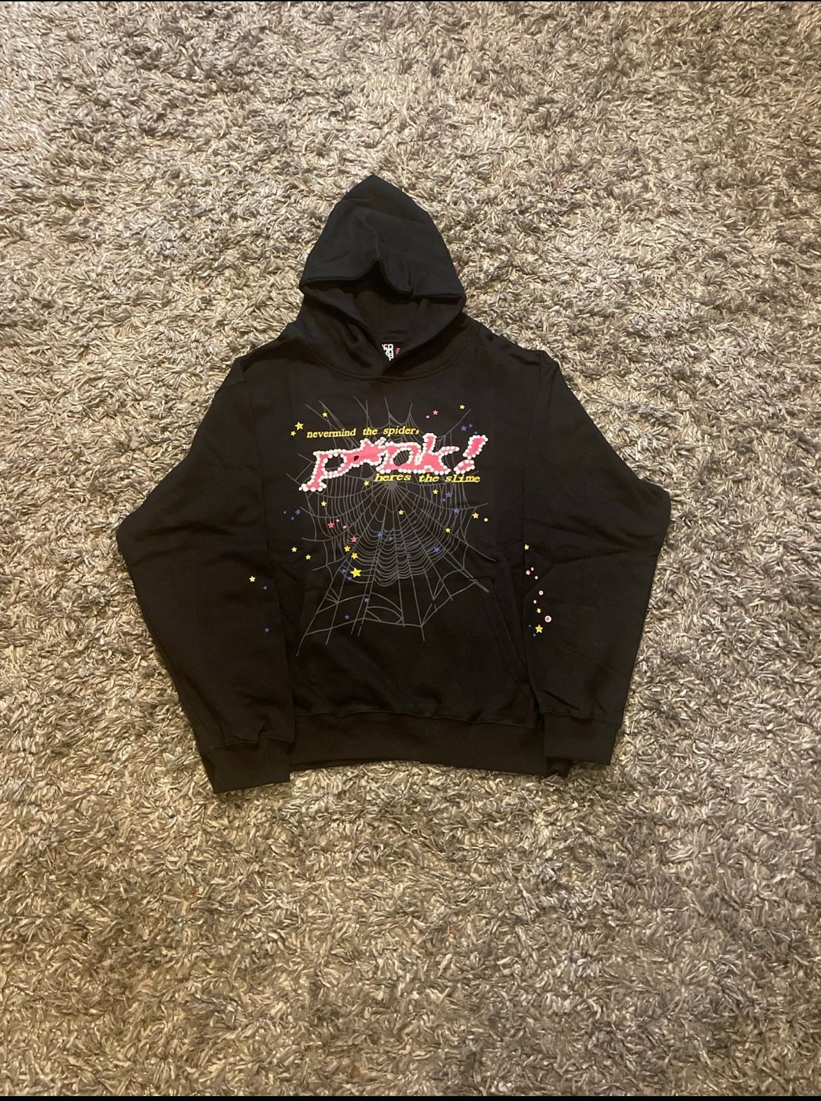 Pink Sp5der Hoodie Men's Size XL Black Sp5der Worldwide Hoodie