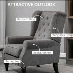 Brand New Accent Chair Dark Gray Accent Chair Button Chair Arm Chair Brand New Wingback Chair