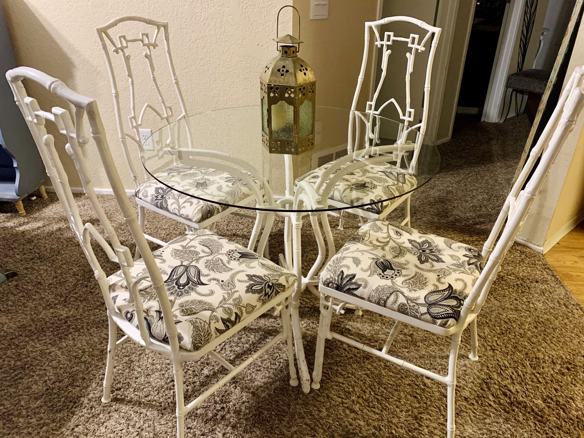 Antique Iron Patio Table and Four Chairs