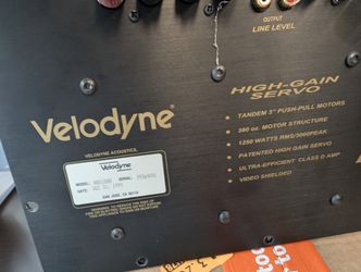 Velodyne HGS18BG Power Subwoofer 18" 1250 Watts  needs work