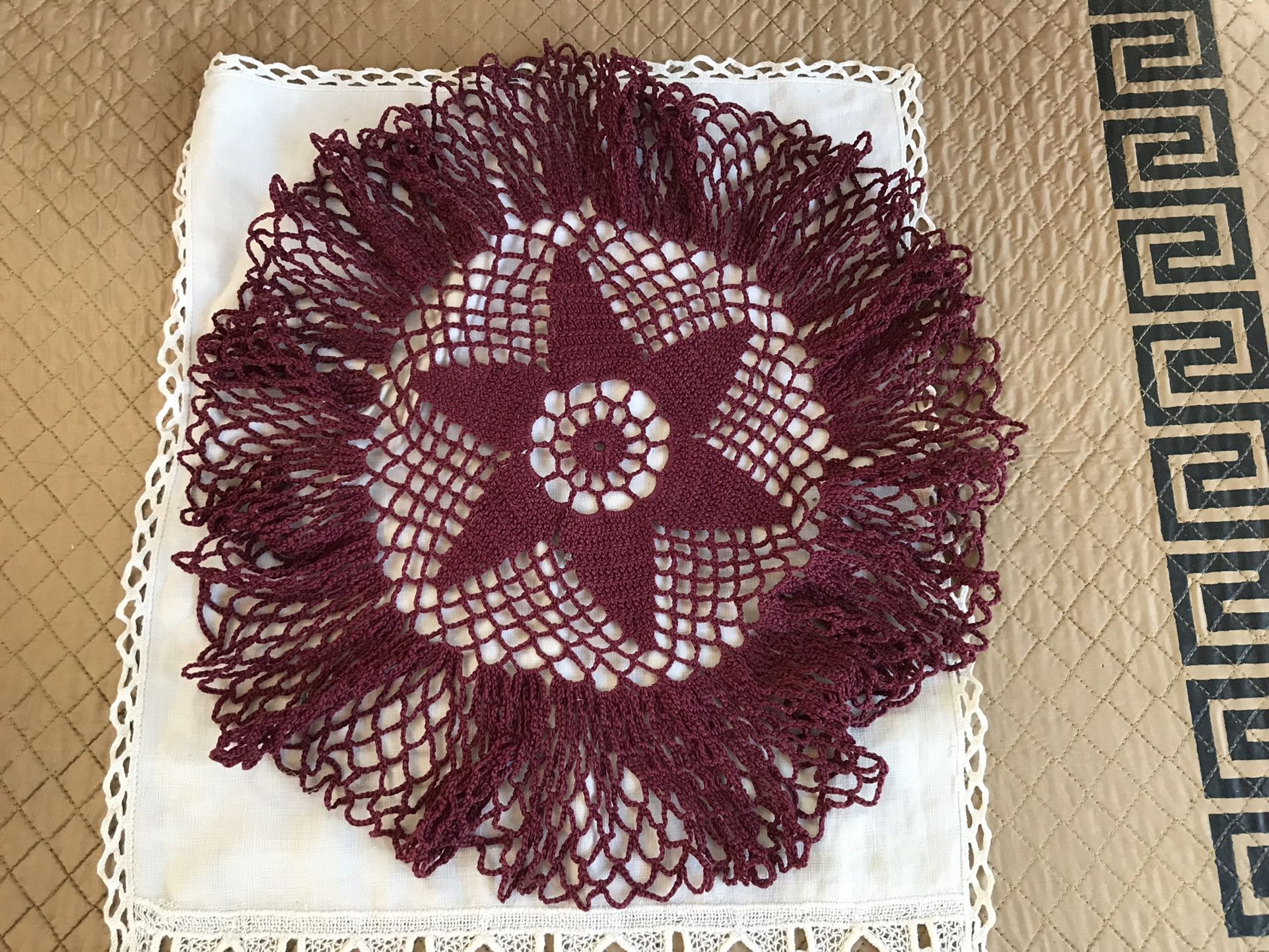 FREE! Vintage DOILY - 15” Diameter . Chocolate Color. Free.