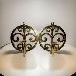 Vintage 2 Virginia Metal Crafters Brass Wall Sconce Candle Holders No. 16-1