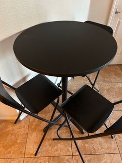 Black High Top Round Table and Chairs