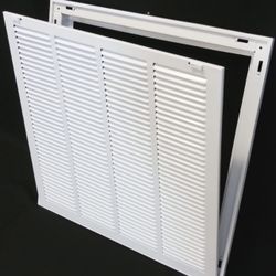 30" X 12" Steel Return Air Filter Grille for 1" Filter - Easy Plastic Tabs for Removable Face/Door - HVAC Duct Cover - Flat Stamped Face - White [Oute