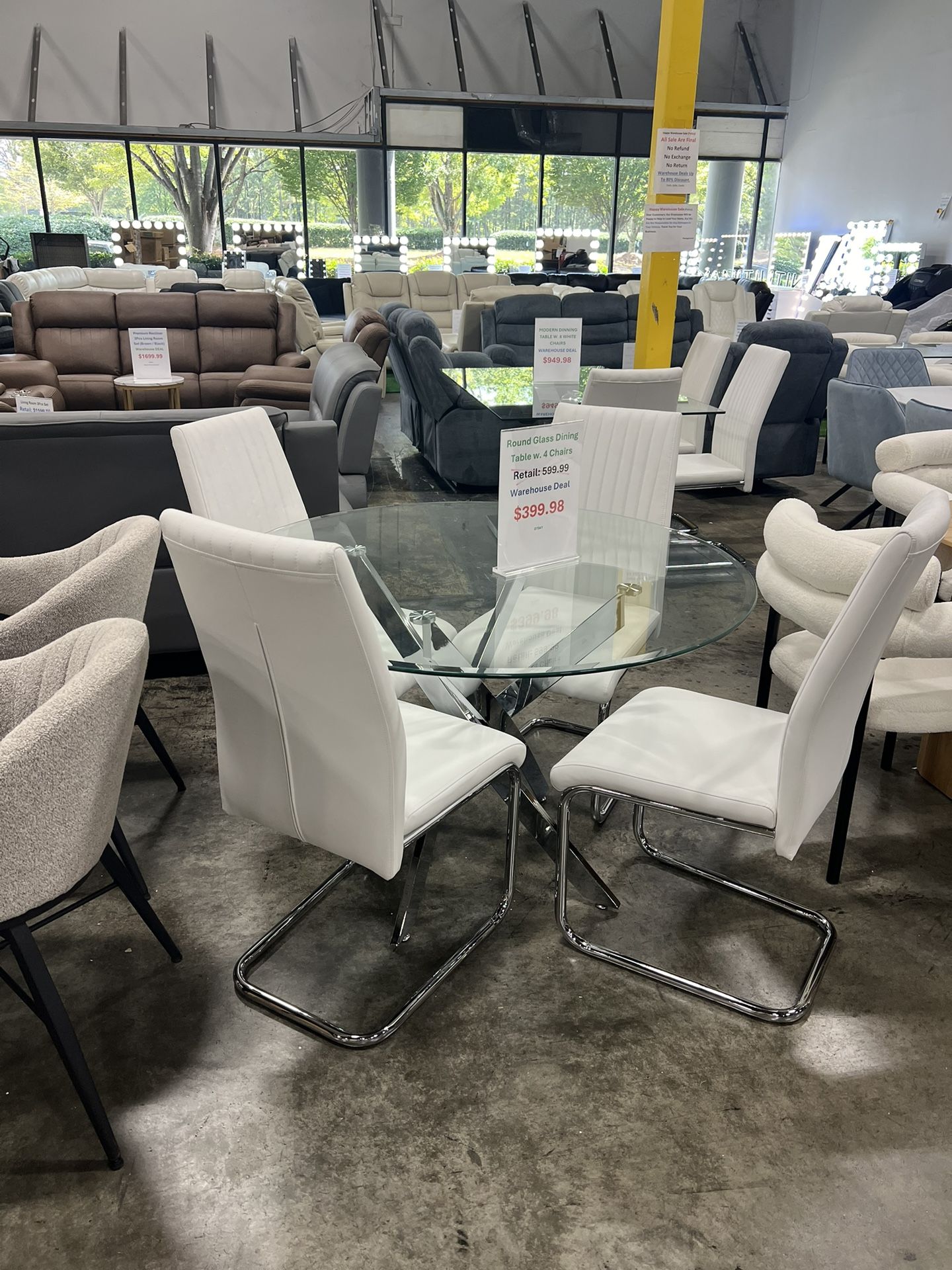 Round Glass Dining Table with Chairs Mesa de comedor