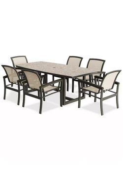 Agio Bartow Outdoor 7-pc Dining Set (84" x 42" Rectangular Table + 6 Dining Chairs)