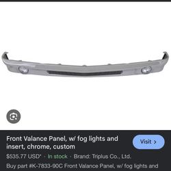88 -99 Chevy / GMC Pick Up Chrome Metal Valance / 