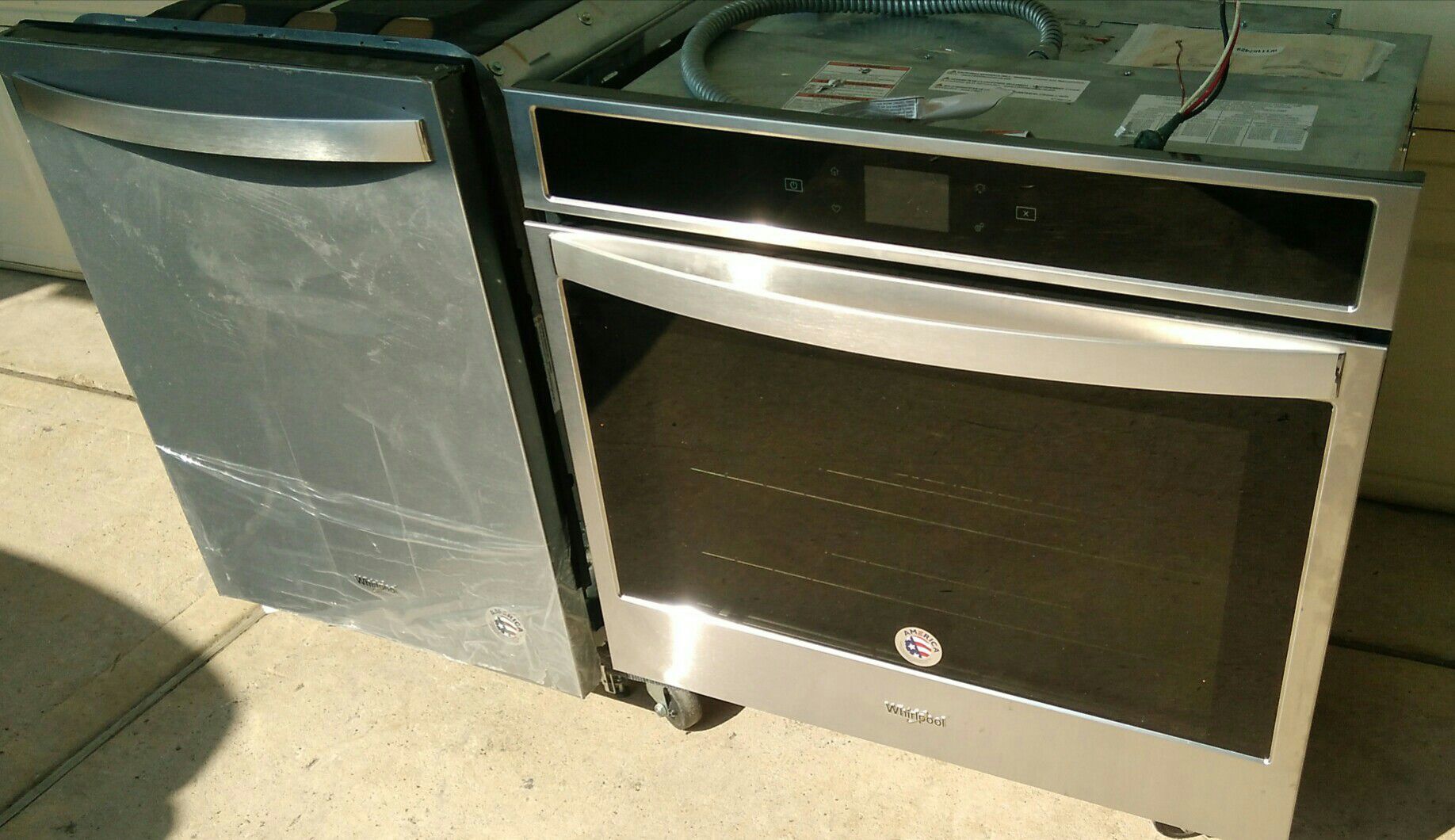 MATCHING STAINLESS WHIRLPOOL SINGLE WALL OVEN, DISHWASHER WITH 3rd RACK