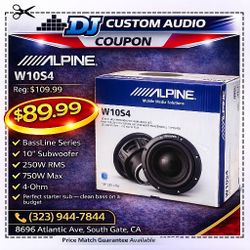 Alpine Bass Line Series 10" Subwoofer 4-Ohm Speaker 750 Watts W10S4 🚨 Payment Options Available 🚨 No Credit Needed 🚨 