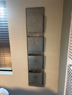 Galvanized Metal Wall-Mount Magazine Organizer